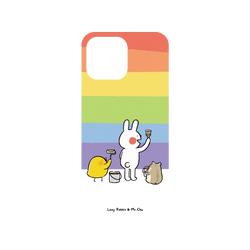 犀牛盾Mod NX手機殼 - iPhone 15 Pro Max - 【聯名設計款】 - 懶散兔與啾先生 Lazy Rabbit and Mr.Chu - 彩虹