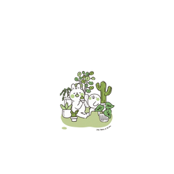 iPhone 15 Clear  懶散兔與啾先生 綠意