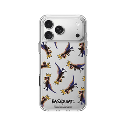 iPhone 18 Pro Max Clear Case（相機按鈕）  巴斯奇亞 Jean-Michel Basquiat 小恐龍-拼貼款