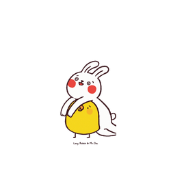 iPhone 15 Pro Clear Case (MagSafe 兼容)  懶散兔與啾先生 黏著你