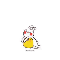 犀牛盾Clear Case手機殼 - Samsung Galaxy S25 Plus - 【聯名設計款】 - 懶散兔與啾先生 Lazy Rabbit and Mr.Chu - 黏著你