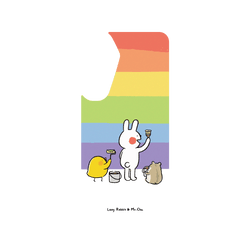 犀牛盾Clear Case手機殼 - Samsung Galaxy S25 Plus - 【聯名設計款】 - 懶散兔與啾先生 Lazy Rabbit and Mr.Chu - 彩虹