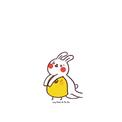 犀牛盾JellyTint手機殼 - Samsung Galaxy A56 - 【聯名設計款】 - 懶散兔與啾先生 Lazy Rabbit and Mr.Chu - 黏著你