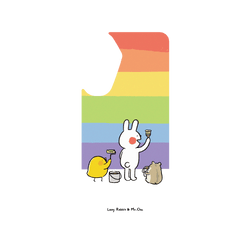 犀牛盾JellyTint手機殼 - Samsung Galaxy A56 - 【聯名設計款】 - 懶散兔與啾先生 Lazy Rabbit and Mr.Chu - 彩虹