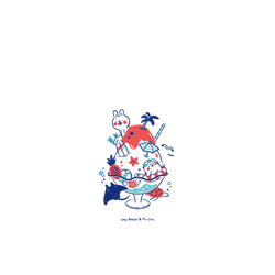 犀牛盾Clear Case手機殼 - Samsung Galaxy A56 - 【聯名設計款】 - 懶散兔與啾先生 Lazy Rabbit and Mr.Chu - 海洋剉冰