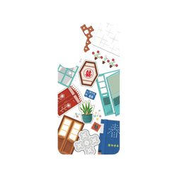 犀牛盾Clear Case (MagSafe 兼容)手機殼 - Samsung Galaxy A56 - 【聯名設計款】 - 老屋顏 Old House Face - 老房子拼貼