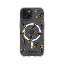 iPhone 15 Clear Case (MagSafe 兼容)  巴斯奇亞 Jean-Michel Basquiat 小恐龍-拼貼款