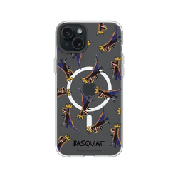 iPhone 15 Plus Clear Case (MagSafe 兼容)  巴斯奇亞 Jean-Michel Basquiat 小恐龍-拼貼款