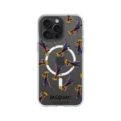 iPhone 15 Pro Max Clear Case (MagSafe 兼容)  巴斯奇亞 Jean-Michel Basquiat 小恐龍-拼貼款