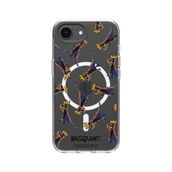 iPhone 16e Clear Case (MagSafe 兼容)  巴斯奇亞 Jean-Michel Basquiat 小恐龍-拼貼款