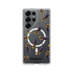 Galaxy S25 Ultra Clear Case (MagSafe 兼容)  巴斯奇亞 Jean-Michel Basquiat 小恐龍-拼貼款