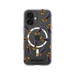 iPhone 16 Clear Case（MagSafe 兼容 & 相機按鈕）  巴斯奇亞 Jean-Michel Basquiat 小恐龍-拼貼款