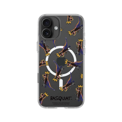 iPhone 16 Plus Clear Case（MagSafe 兼容 & 相機按鈕）  巴斯奇亞 Jean-Michel Basquiat 小恐龍-拼貼款
