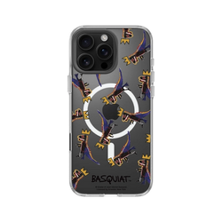 iPhone 16 Pro Max Clear Case（MagSafe 兼容 & 相機按鈕）  巴斯奇亞 Jean-Michel Basquiat 小恐龍-拼貼款