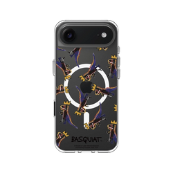iPhone Air Clear Case（MagSafe 兼容 & 相機按鈕）  巴斯奇亞 Jean-Michel Basquiat 小恐龍-拼貼款