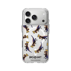 iPhone 17 Pro Clear Case（MagSafe 兼容 & 相機按鈕）  巴斯奇亞 Jean-Michel Basquiat 小恐龍-拼貼款