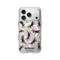 iPhone 18 Pro Clear Case（MagSafe 兼容 & 相機按鈕）  巴斯奇亞 Jean-Michel Basquiat 小恐龍-拼貼款