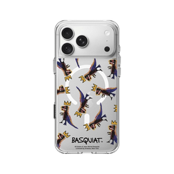 iPhone 18 Pro Max Clear Case（MagSafe 兼容 & 相機按鈕）  巴斯奇亞 Jean-Michel Basquiat 小恐龍-拼貼款