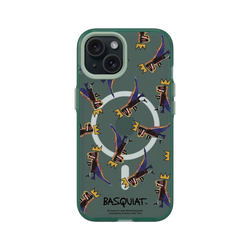 iPhone 15 Clear (MagSafe 兼容)  巴斯奇亞 Jean-Michel Basquiat 小恐龍-拼貼款