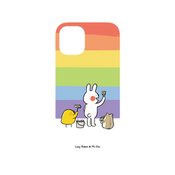 犀牛盾NX (MagSafe 兼容)背板 - iPhone 12 mini - 【聯名設計款】 - 懶散兔與啾先生 Lazy Rabbit and Mr.Chu - 彩虹