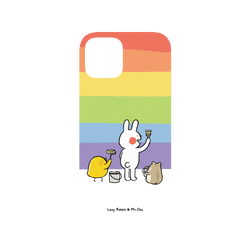 犀牛盾NX (MagSafe 兼容)背板 - iPhone 12/12 Pro - 【聯名設計款】 - 懶散兔與啾先生 Lazy Rabbit and Mr.Chu - 彩虹