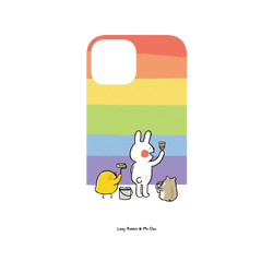 犀牛盾NX (MagSafe 兼容)背板 - iPhone 13 mini - 【聯名設計款】 - 懶散兔與啾先生 Lazy Rabbit and Mr.Chu - 彩虹