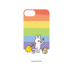 犀牛盾Mod NX手機殼 - iPhone 7/8/SE2/SE3 - 【聯名設計款】 - 懶散兔與啾先生 Lazy Rabbit and Mr.Chu - 彩虹