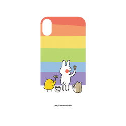 犀牛盾NX系列背板 - iPhone XS - 【聯名設計款】 - 懶散兔與啾先生 Lazy Rabbit and Mr.Chu - 彩虹