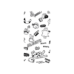 犀牛盾NX系列背板 - iPhone XS - 【聯名設計款】 - 懶散兔與啾先生 Lazy Rabbit and Mr.Chu - 黑白塗鴉