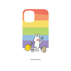 犀牛盾NX系列背板 - iPhone 12 mini - 【聯名設計款】 - 懶散兔與啾先生 Lazy Rabbit and Mr.Chu - 彩虹