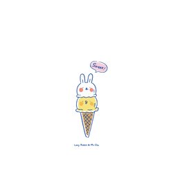 犀牛盾NX系列背板 - iPhone 12 mini - 【聯名設計款】 - 懶散兔與啾先生 Lazy Rabbit and Mr.Chu - 冰淇淋