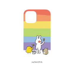 犀牛盾Mod NX手機殼 - iPhone 12/12 Pro - 【聯名設計款】 - 懶散兔與啾先生 Lazy Rabbit and Mr.Chu - 彩虹