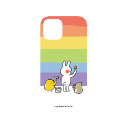 犀牛盾NX系列背板 - iPhone 12/12 Pro - 【聯名設計款】 - 懶散兔與啾先生 Lazy Rabbit and Mr.Chu - 彩虹