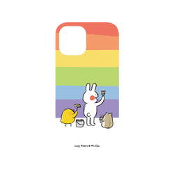 犀牛盾NX系列背板 - iPhone 12 Pro Max - 【聯名設計款】 - 懶散兔與啾先生 Lazy Rabbit and Mr.Chu - 彩虹