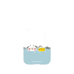 犀牛盾NX系列背板 - iPhone 13 mini - 【聯名設計款】 - 懶散兔與啾先生 Lazy Rabbit and Mr.Chu - 泡溫泉