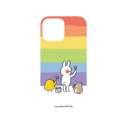 犀牛盾NX系列背板 - iPhone 13 Pro Max - 【聯名設計款】 - 懶散兔與啾先生 Lazy Rabbit and Mr.Chu - 彩虹
