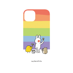犀牛盾NX系列背板 - iPhone 14 Plus - 【聯名設計款】 - 懶散兔與啾先生 Lazy Rabbit and Mr.Chu - 彩虹