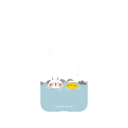 犀牛盾NX系列背板 - iPhone 14 Pro Max - 【聯名設計款】 - 懶散兔與啾先生 Lazy Rabbit and Mr.Chu - 泡溫泉