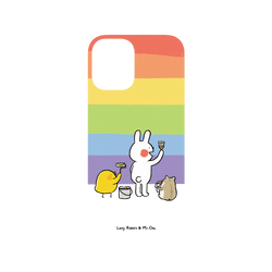 犀牛盾NX系列背板 - iPhone 16 - 【聯名設計款】 - 懶散兔與啾先生 Lazy Rabbit and Mr.Chu - 彩虹