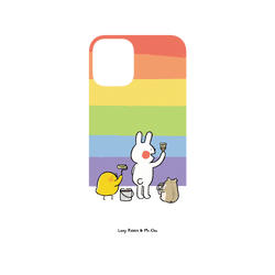 犀牛盾NX (MagSafe 兼容)背板 - iPhone 16 Plus - 【聯名設計款】 - 懶散兔與啾先生 Lazy Rabbit and Mr.Chu - 彩虹