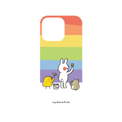 犀牛盾NX系列背板 - iPhone 16 Pro - 【聯名設計款】 - 懶散兔與啾先生 Lazy Rabbit and Mr.Chu - 彩虹