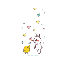 犀牛盾NX系列背板 - iPhone 16 Pro - 【聯名設計款】 - 懶散兔與啾先生 Lazy Rabbit and Mr.Chu - Bubble