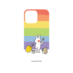 犀牛盾NX系列背板 - iPhone 16 Pro Max - 【聯名設計款】 - 懶散兔與啾先生 Lazy Rabbit and Mr.Chu - 彩虹