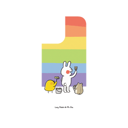犀牛盾NX (MagSafe 兼容)背板 - iPhone 17 - 【聯名設計款】 - 懶散兔與啾先生 Lazy Rabbit and Mr.Chu - 彩虹