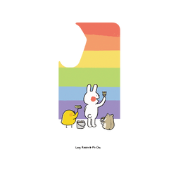犀牛盾SolidSuit (MagSafe 兼容)手機殼 - Samsung Galaxy A56 - 【聯名設計款】 - 懶散兔與啾先生 Lazy Rabbit and Mr.Chu - 彩虹