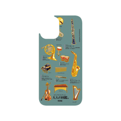 iPhone 16 Plus Clear Case（相機按鈕）  大人の図鑑 樂器編_圖鑑風