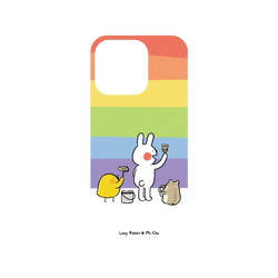 犀牛盾Mod NX (MagSafe 兼容)手機殼 - iPhone 15 Pro - 懶散兔與啾先生 Lazy Rabbit and Mr.Chu - 彩虹