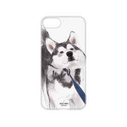 犀牛盾NX系列背板 - iPhone 7/8/SE2/SE3 -  【聯名設計款】 - 沐晨Muchen - 白底拉住哈士奇