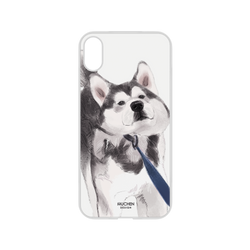 犀牛盾NX系列背板 - iPhone XR - 【聯名設計款】 - 沐晨Muchen - 白底拉住哈士奇
