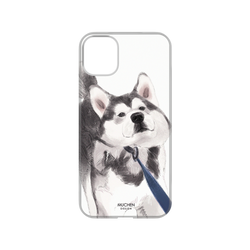 犀牛盾NX系列背板 - iPhone 11 - 【聯名設計款】 - 沐晨Muchen - 白底拉住哈士奇